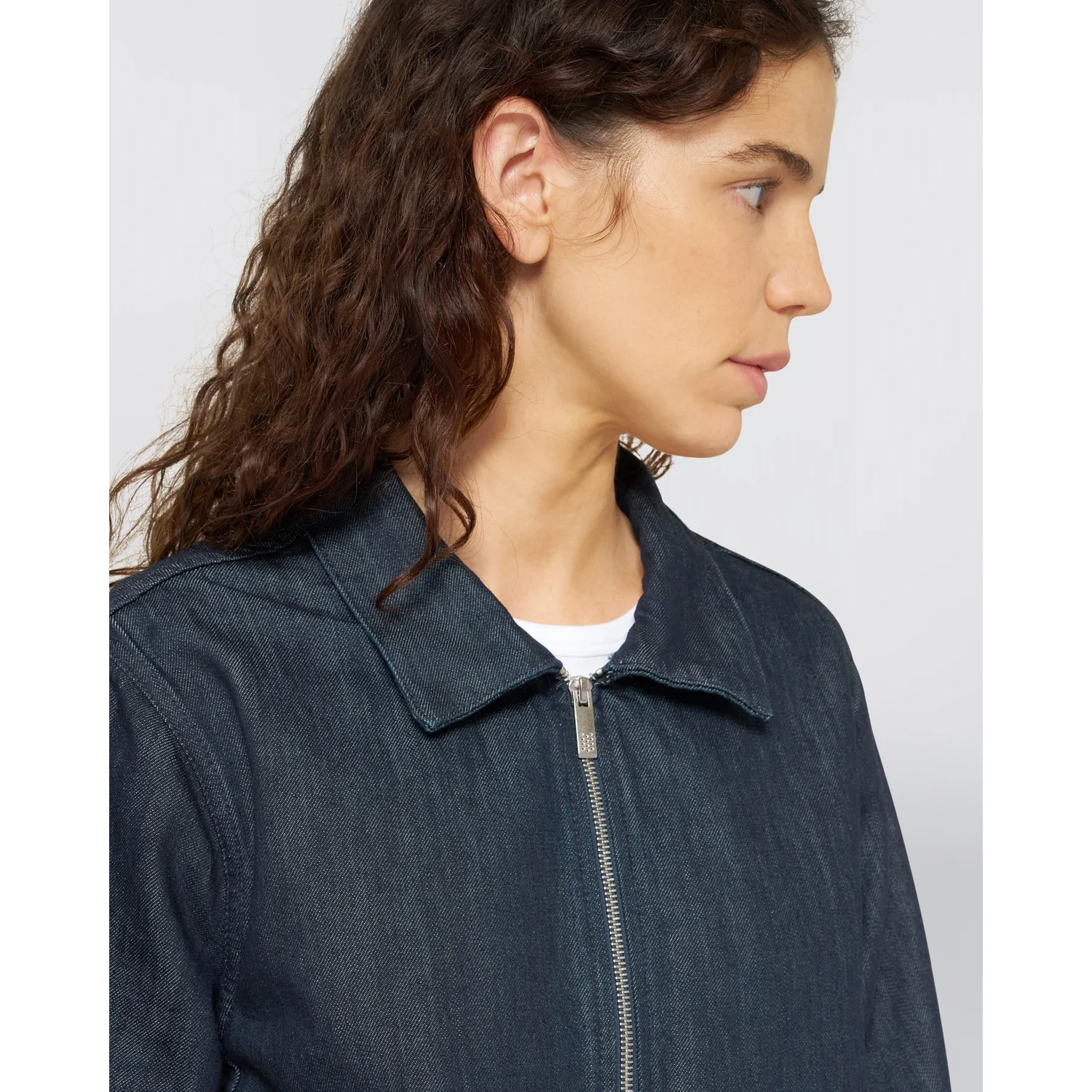 Jeansjacke, Dunkelblau, Reißverschluss, Umlegekragen, Denim