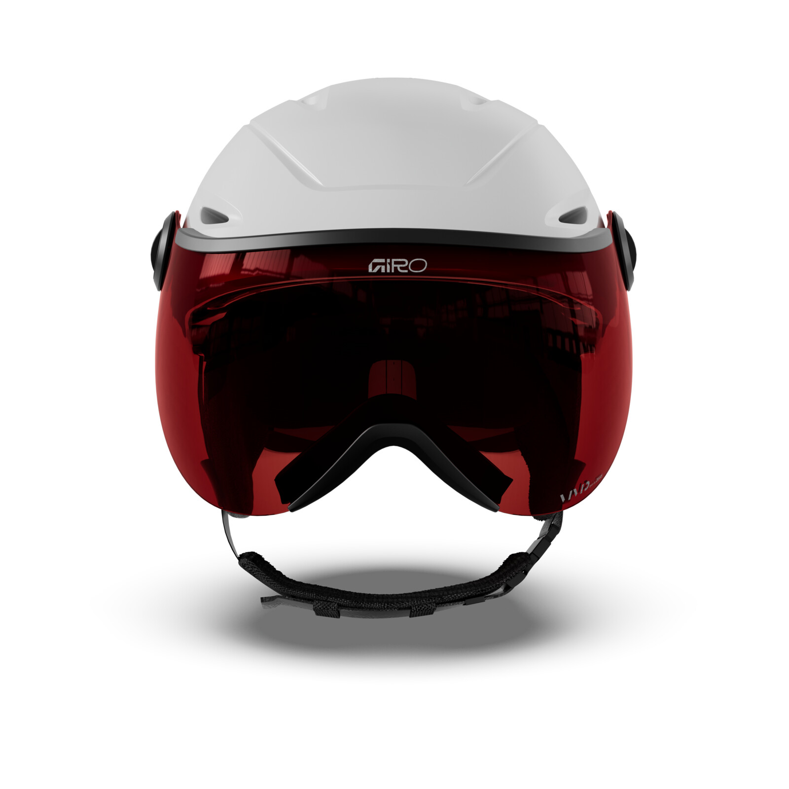 Skihalbhelm, Schneehelm, Rot-Visier, Visierrot, Kinnriemen
