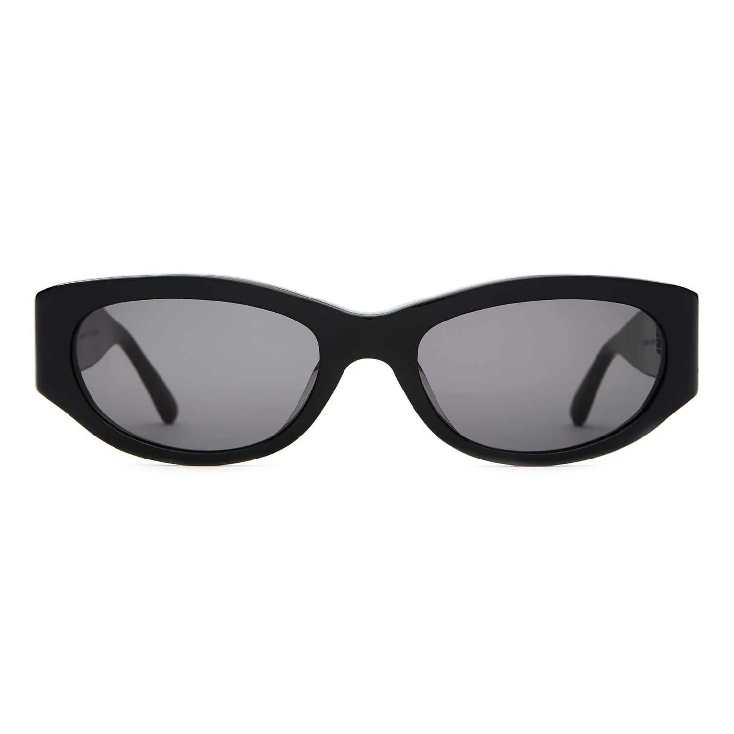Sonnenbrille, schwarzer Rahmen, graue Gläser, Kunststoffrahmen, ovale Gläser