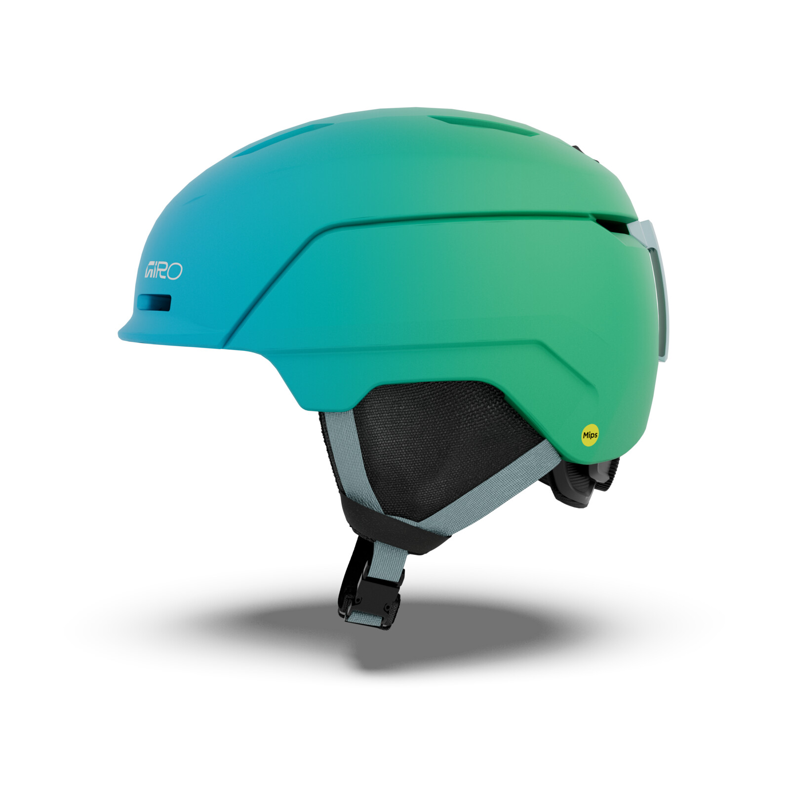 Casque de ski, dégradé bleu-vert, sangle réglable, MIPS, aérations