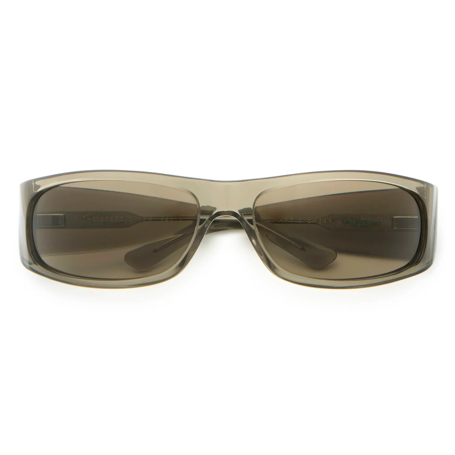 Sonnenbrille, Kunststofffassung, rauchbraune Gläser, rechteckige Gläser, transparent brauner Rahmen