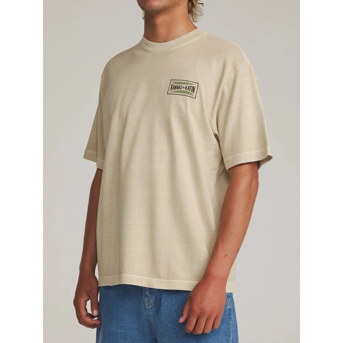 T-Shirt, Beige, Kurzarm, Rundhals, Logo-Print, Tee, T-Shirt, Beige, Short sleeves, Logo pocket