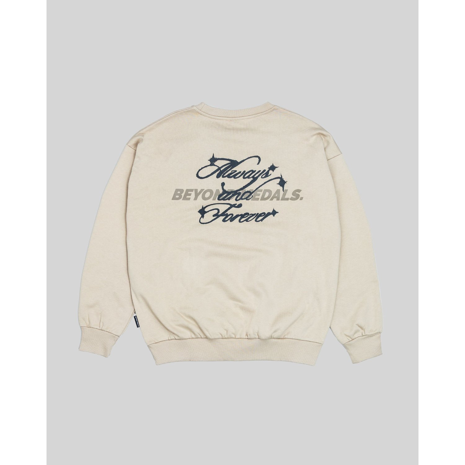 Forever Crewneck Pullover, Rundhals, Beige, Grafikdruck, lange Ärmel