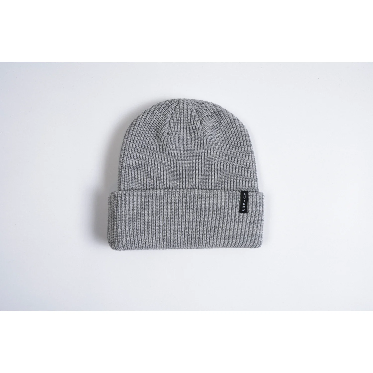 Select Solid Strickmütze, Grau, Rippstrick, Umschlagrand, Wintermütze