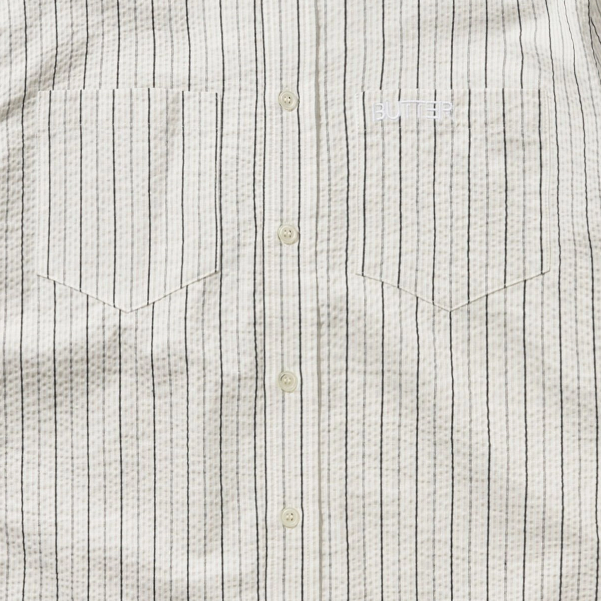 Seersucker Shirt Chemise, rayures, patte de boutonnage, poche poitrine, logo estampé
