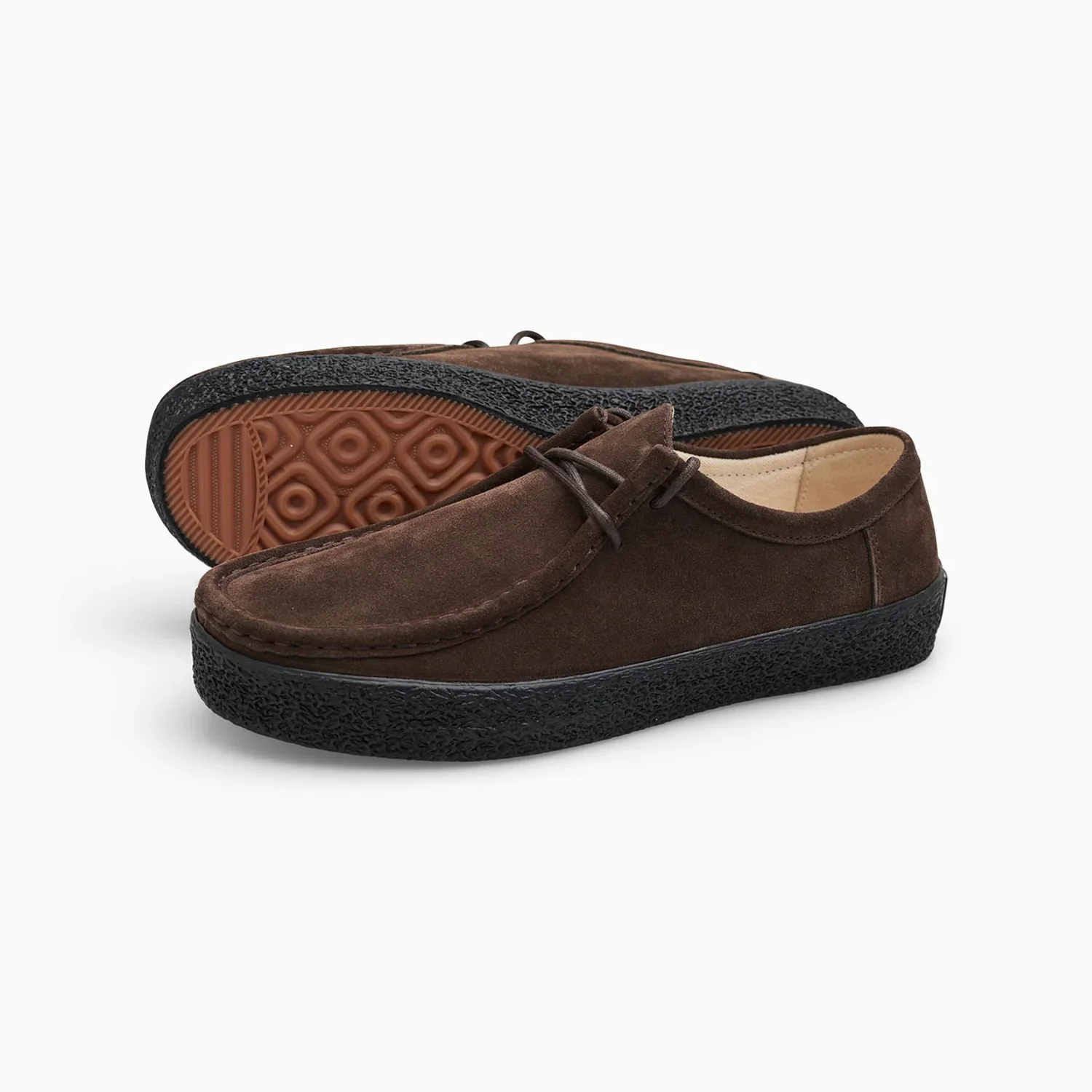 Chaussures à lacets pour homme, daim, marron foncé, semelle noire, chaussures plates