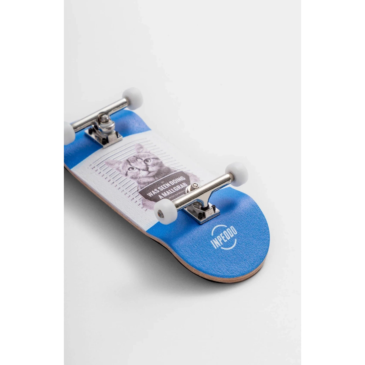 Miniskateboard, Kleines Skateboard, Blue deck, Rollerboard, Schwarz-Weiß Katze, Kinder-Skateboard, Mini-Skateboard, Blaues Deck, Katze Druck, Bedrucktes Deck, Mini Skateboard, Fingerboard, Blaues Deck, Holzdeck, Katzen Motiv