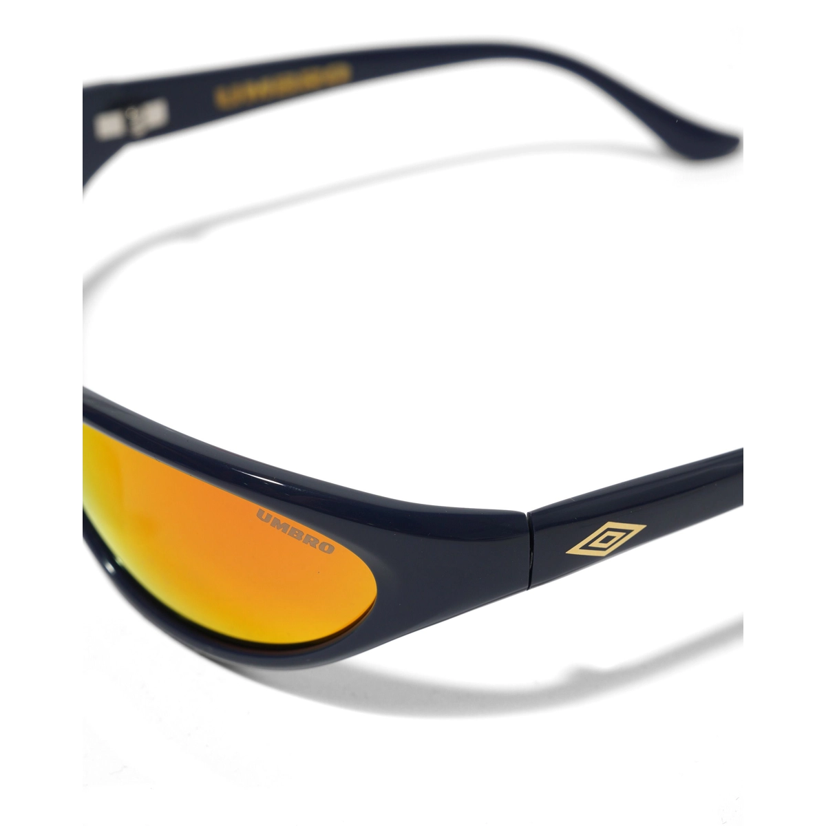 Sonnenbrille, Nylonrahmen, orange Spiegelglas, UV-Schutz, Umbro Marke, Sonnenbrille, UV-Schutz, Navy Blau, Reflektierende Linse, Umbro Logo