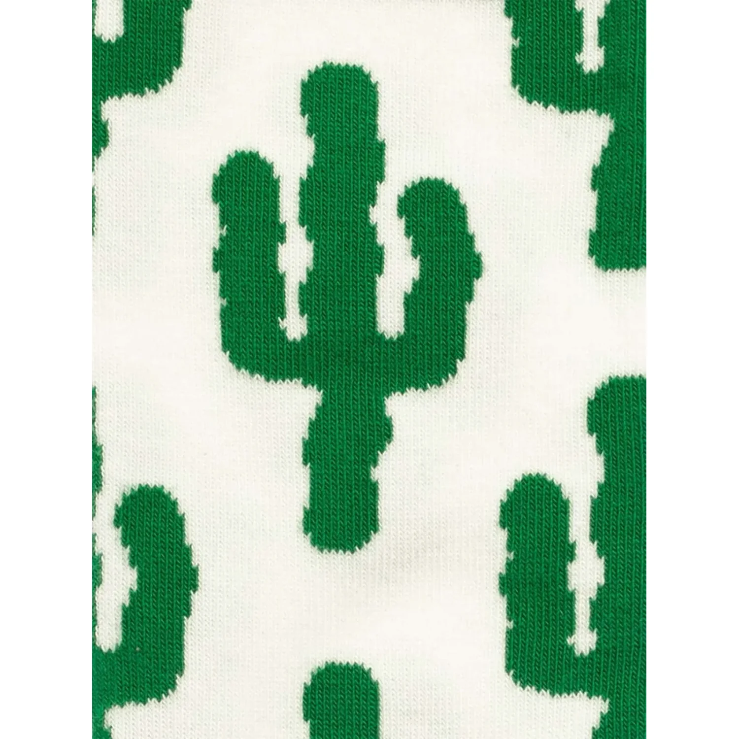 Tissu tricoté, vert et blanc, motif cactus, tricoté