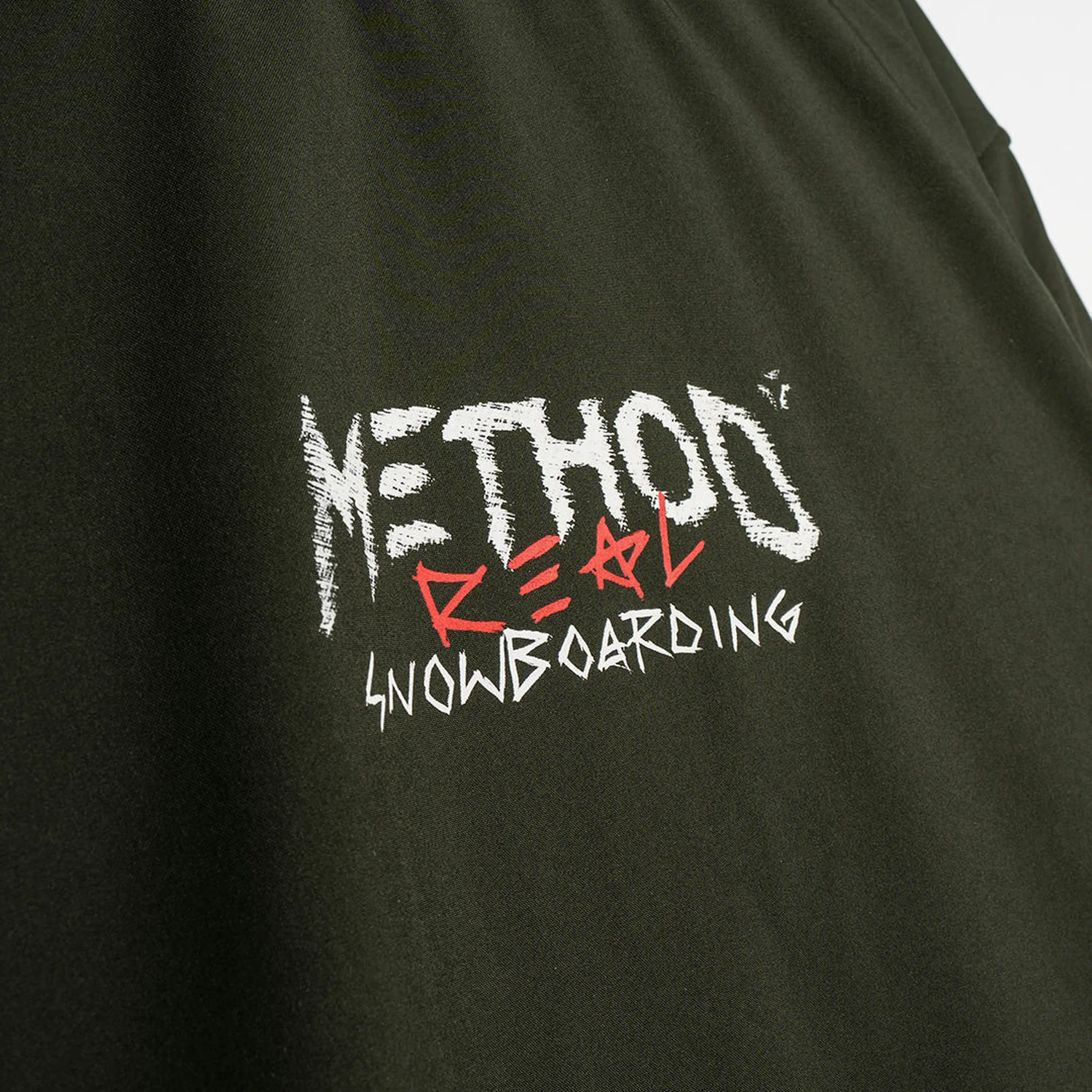 Method Technical Riding Hoodie Bekleidung, Dunkelgrün, Grafikprint, Snowboardmotiv, Schriftzug