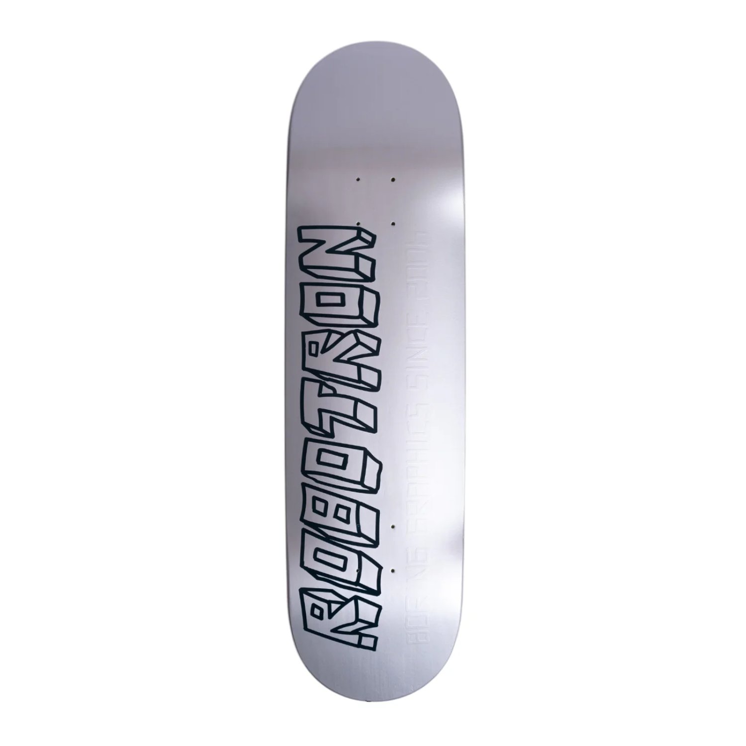 skateboard, deck, silber, grafik, longboard