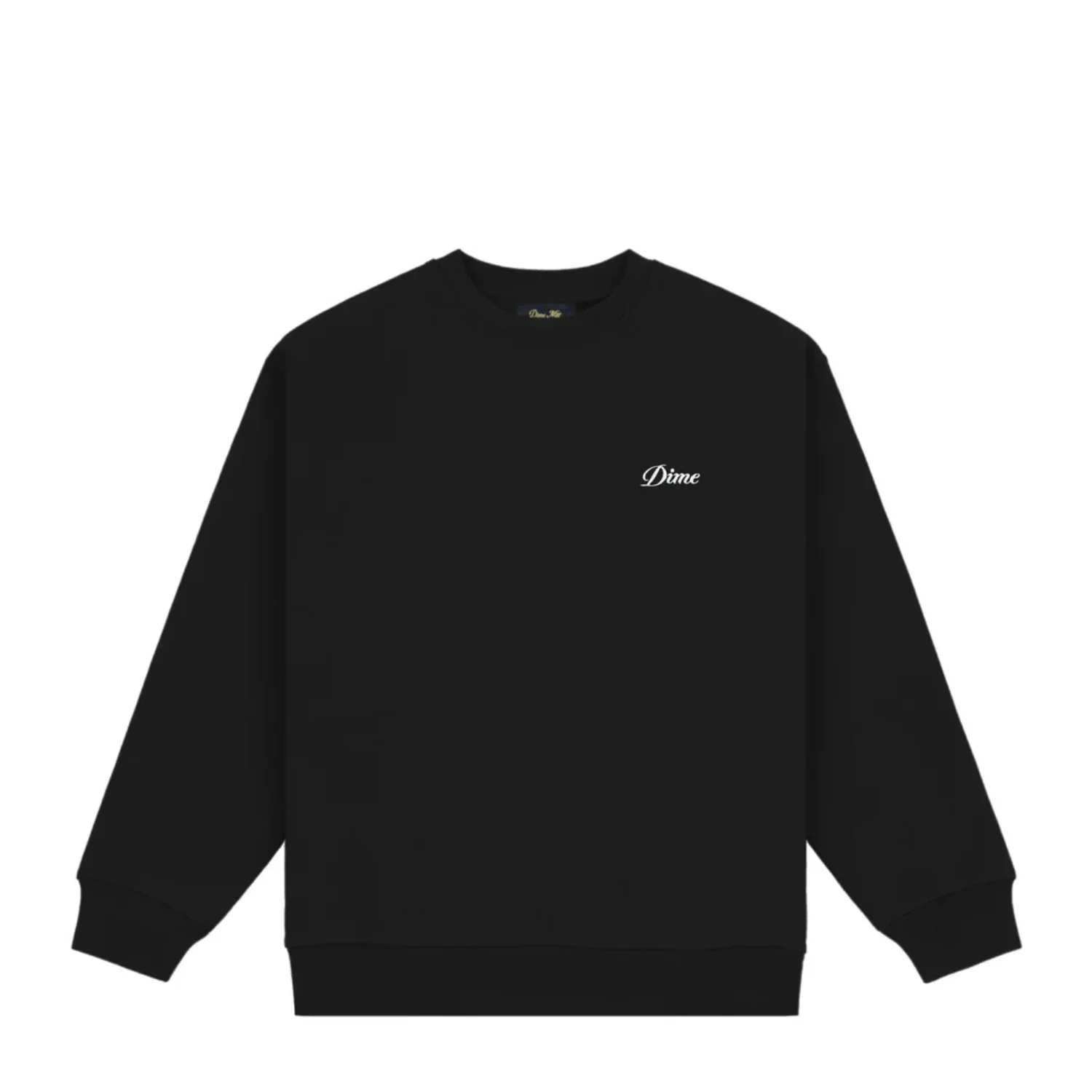 schwarzer Pullover, Rundhalsausschnitt, langärmelig, Rippbündchen, Logoaufdruck