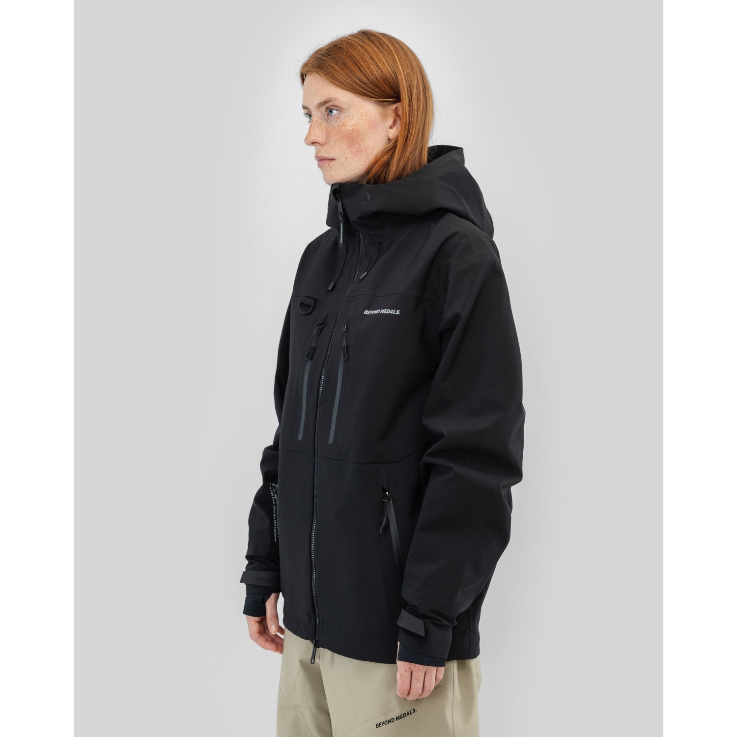 Jacke, Softshell, Kapuze, Schwarz, Reißverschlässe
