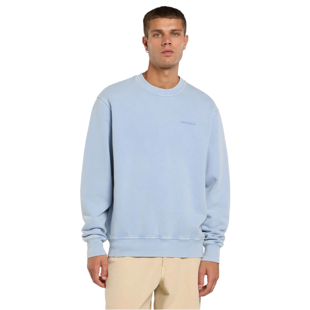 Plentywood Sweatshirt Sweat-shirt à col rond, bleu ciel, coupe ample, unisexe