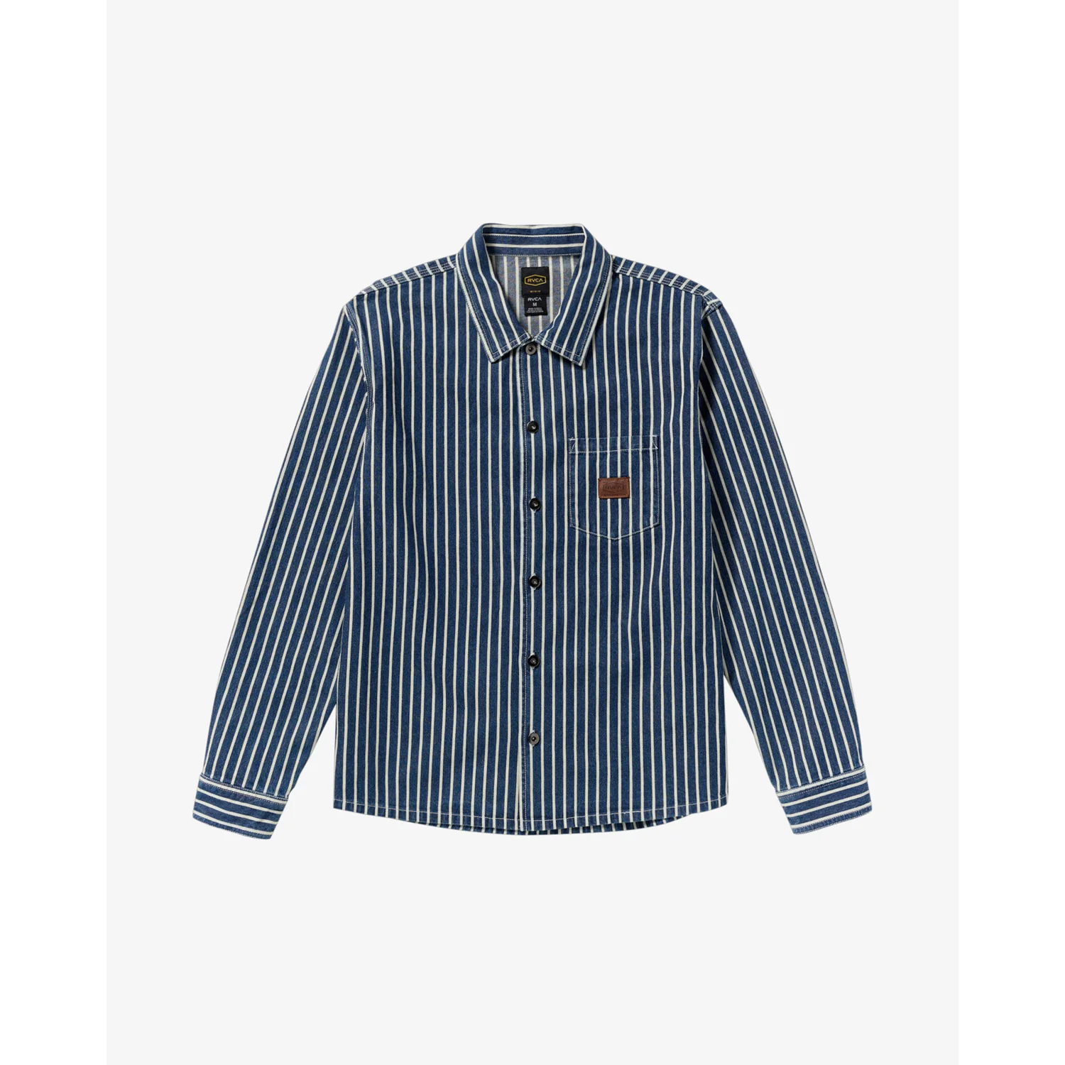 Dayshift Hickory Overshirt Herrenhemd, Langarmhemd, Blaue Streifen, Knopfleiste, Brusttasche