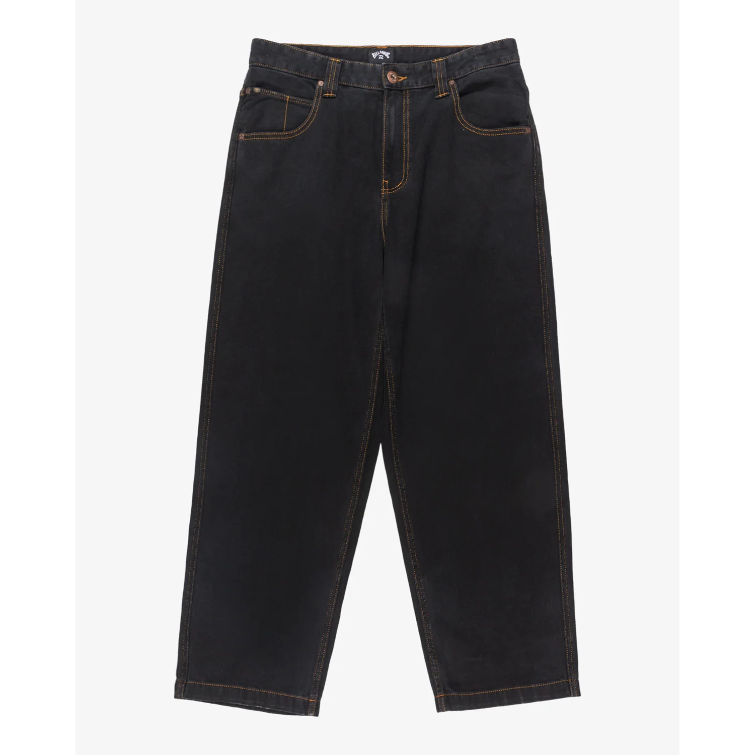 Gold Coast Denim Jeans, Schwarz, Weites Bein, Kontrastnähte, Denim