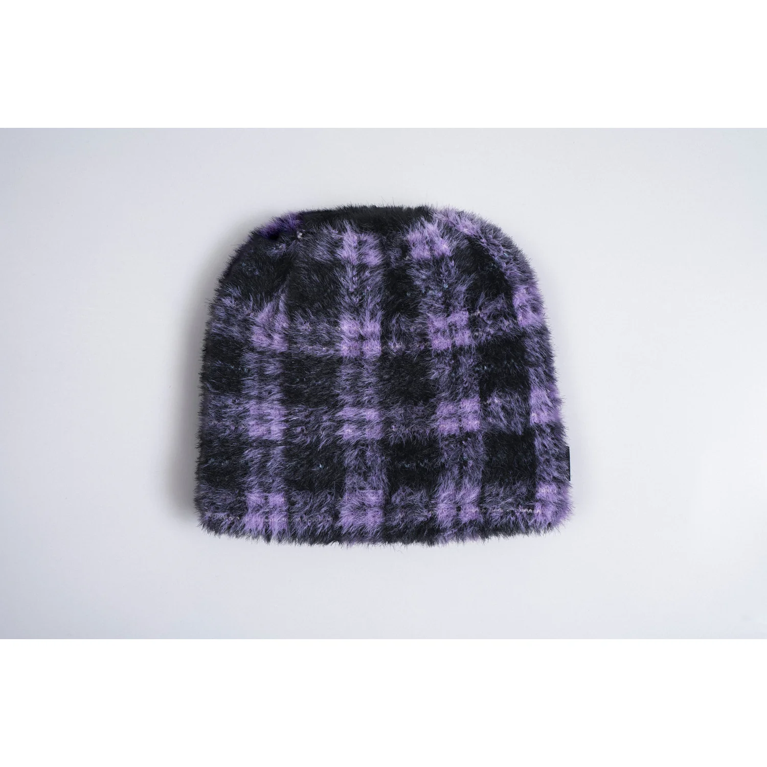 Dobunezumi Mohair Bonnet, fourrure synthétique, noir-violet, à carreaux