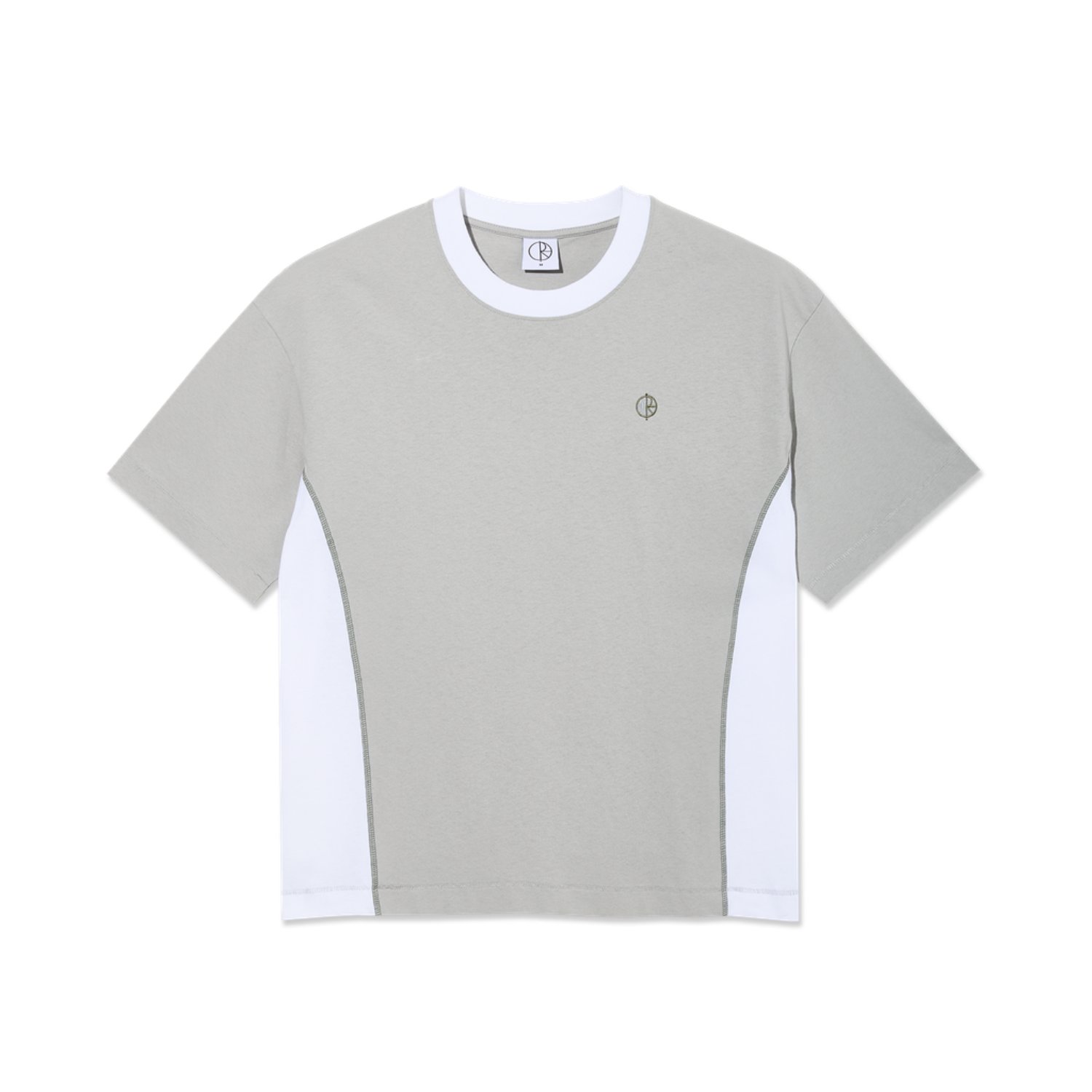 T-Shirt, Kurzeslee, Grau, Rundhals, Kontrastpanele