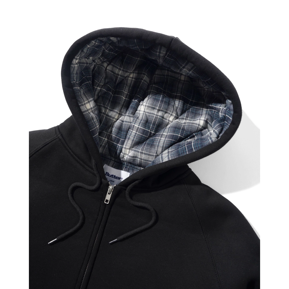 PLAID, HOODIE, ZIPPER, FLEECE, PLÜSCH, Hoodie, Black hoodie, Plaid lining, Zipper, Drawstrings