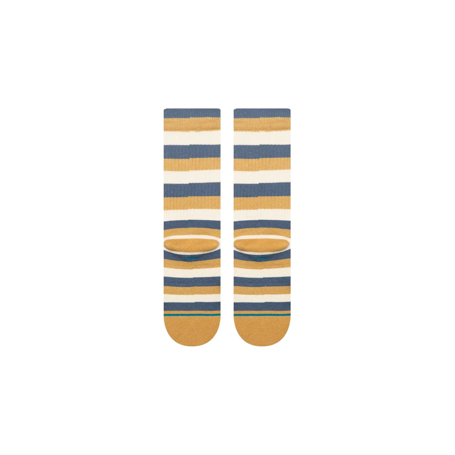 Hiland Crew Chaussettes rayées, montant jusqu'aux mollets, bleu ocre, tricotées en rond