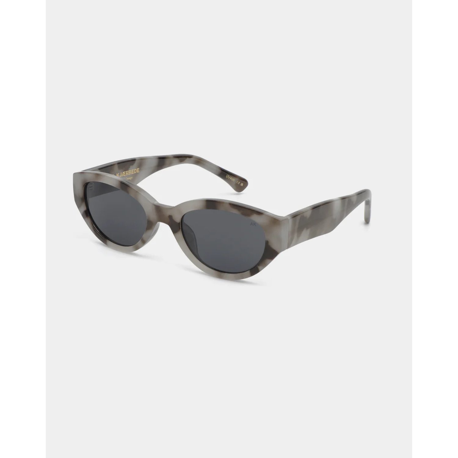 Lunettes de soleil, finition écaille, montures ovales, verres foncés, style « œil de chat »