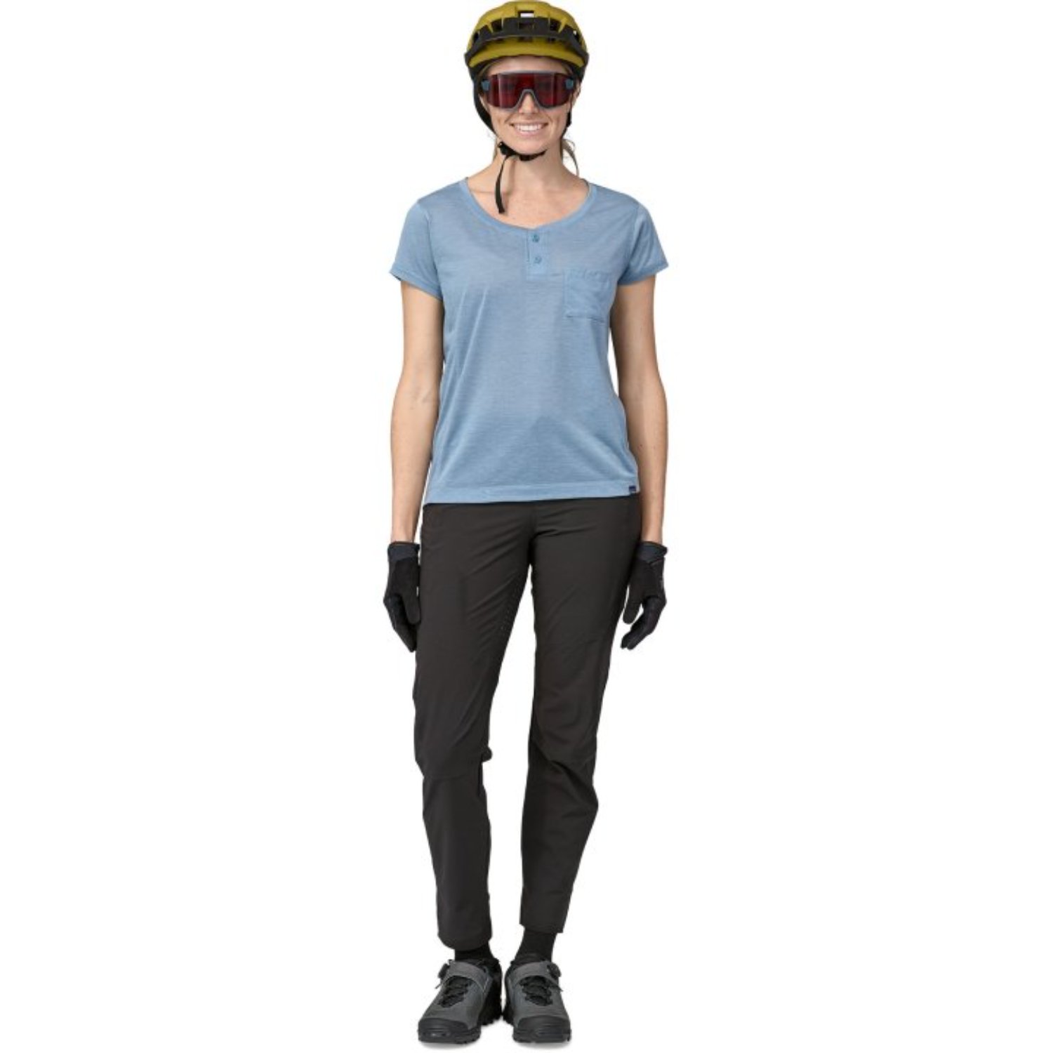 W'S Dirt Craft Pants T-Shirt, Kurzärmlig, Brusttasche, Blau, Casual