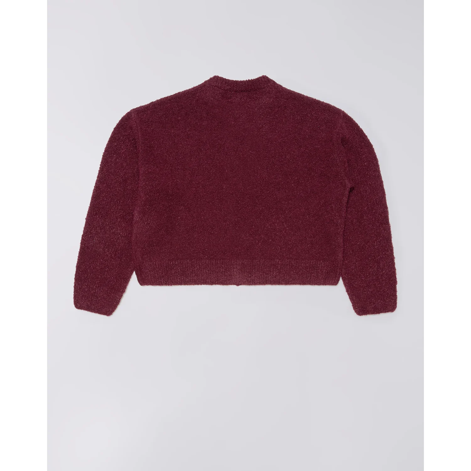 Pull, rouge bordeaux, manches longues, col rond, maille duveteuse