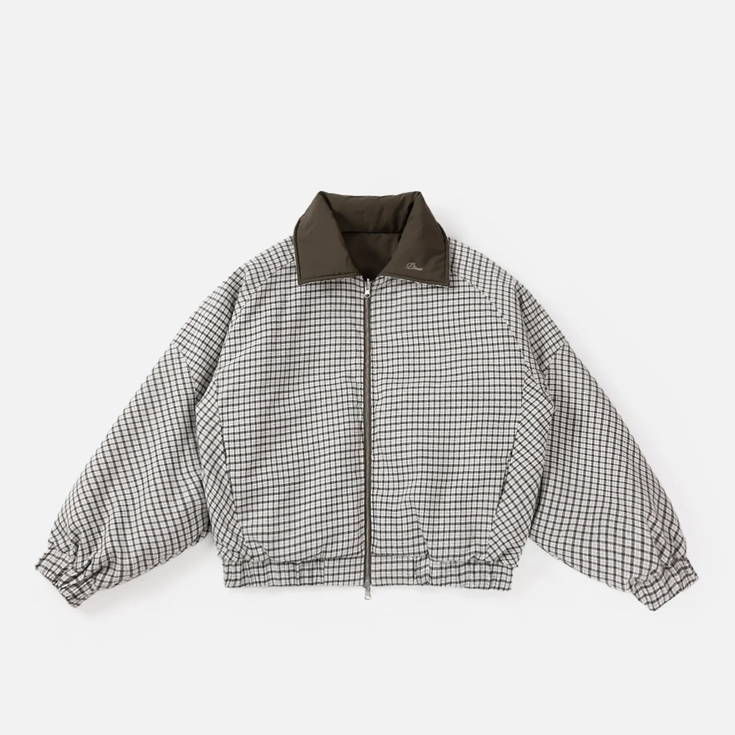 Jacke, Kariert, Reißverschluss, Stehkragen, Weite Ärmel