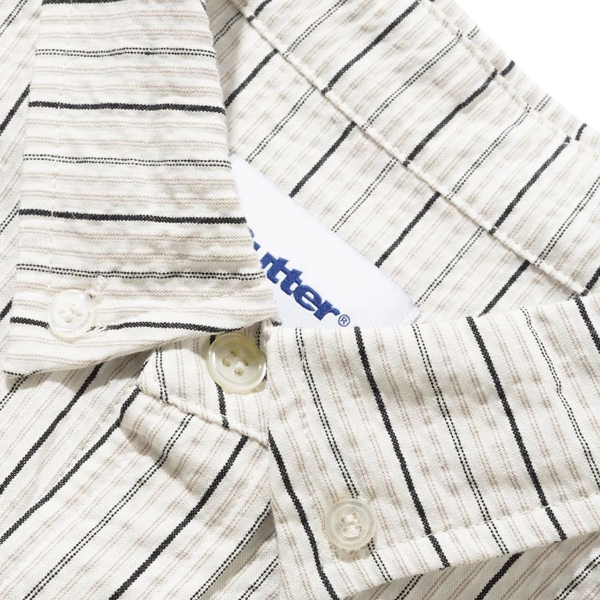 Seersucker Shirt Chemise à rayures, col, boutons, texture du tissu, coton