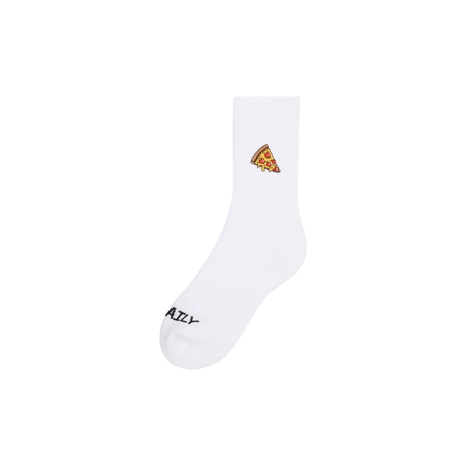 Socke, weiß, Pizza-Motiv, Crew-Socke