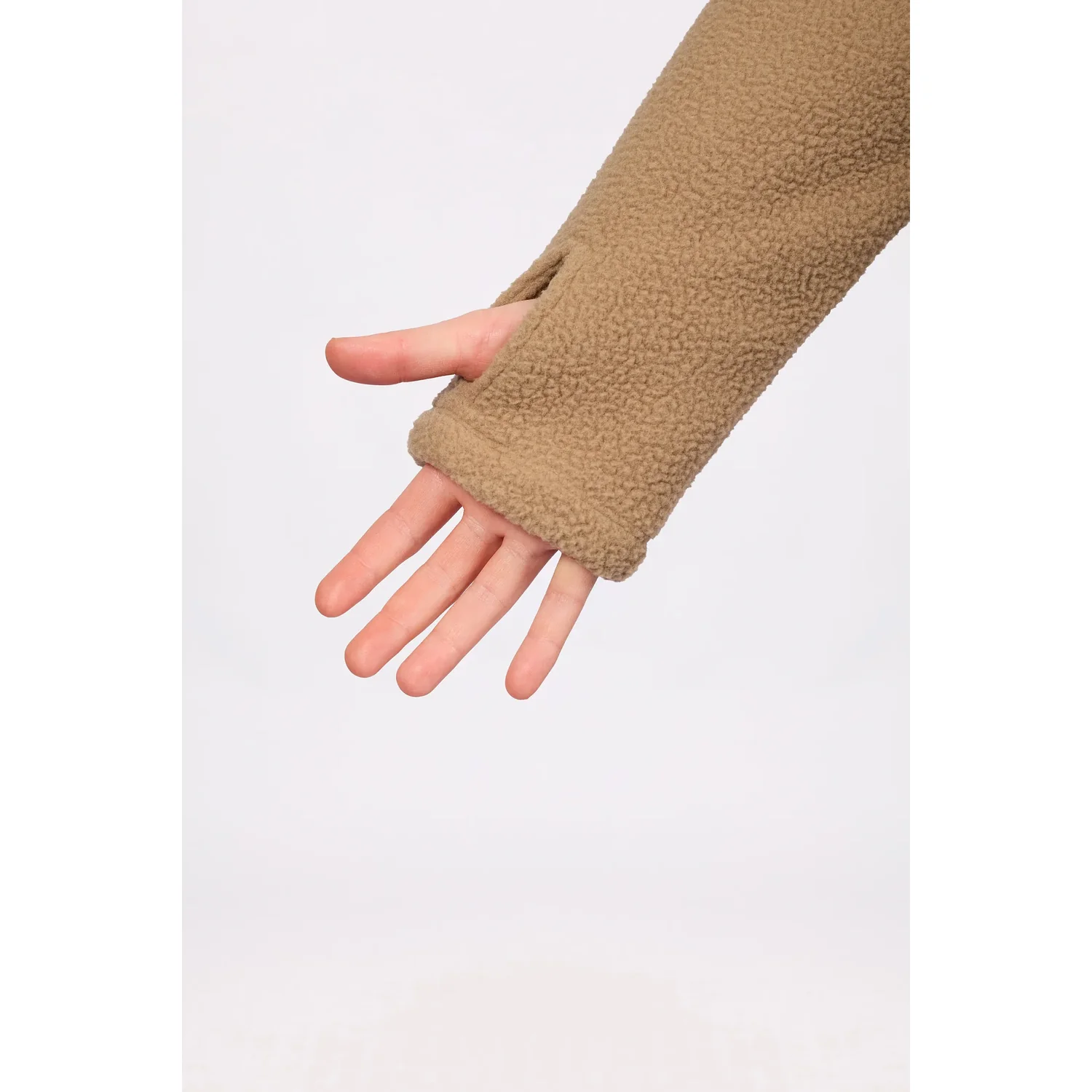 Fäustling, Fingerhandschuh, Fleece, Beige, Fingeröffnung