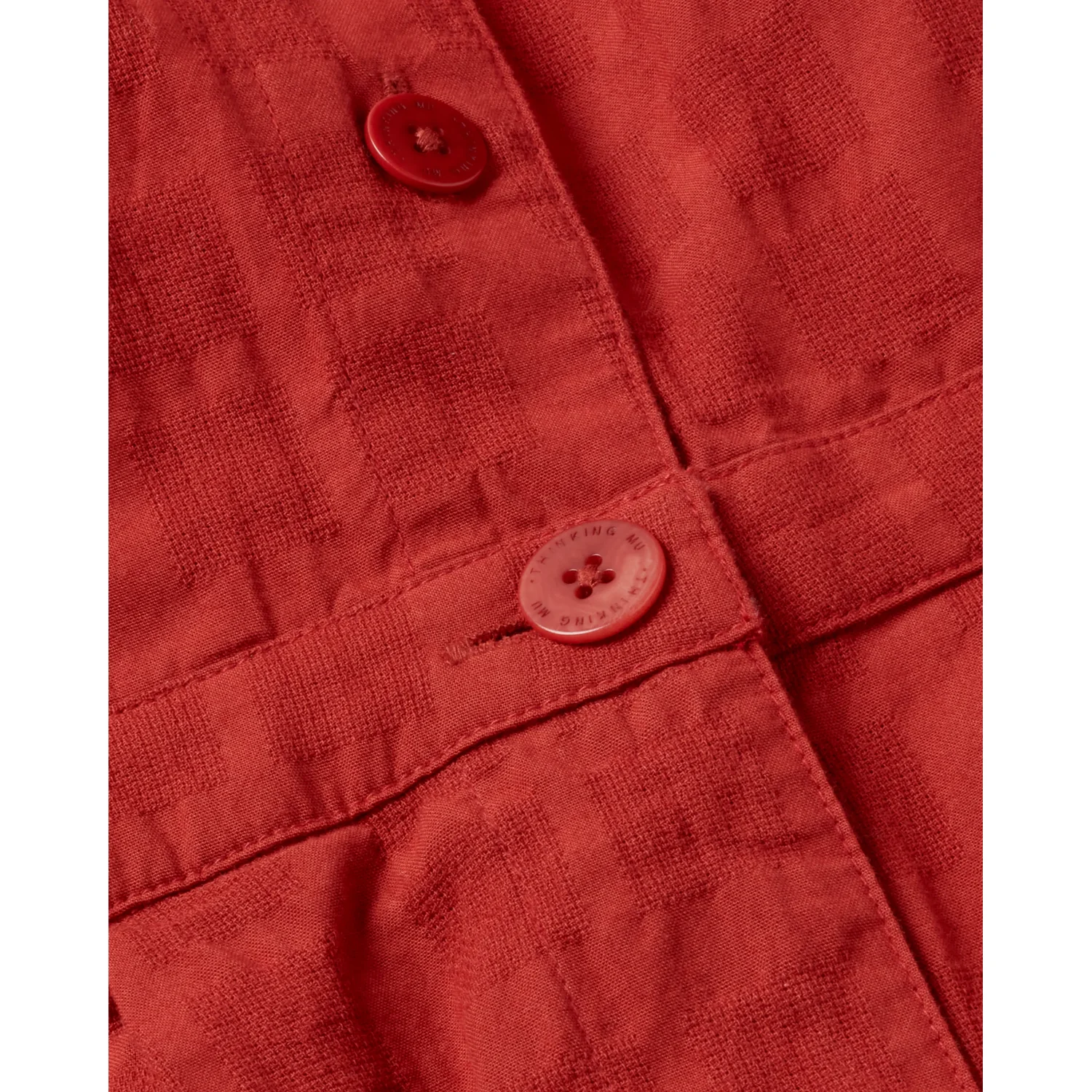 Agata Jumpsuit Hemd, Rot, Karomuster, Knopfleiste, Webstoff