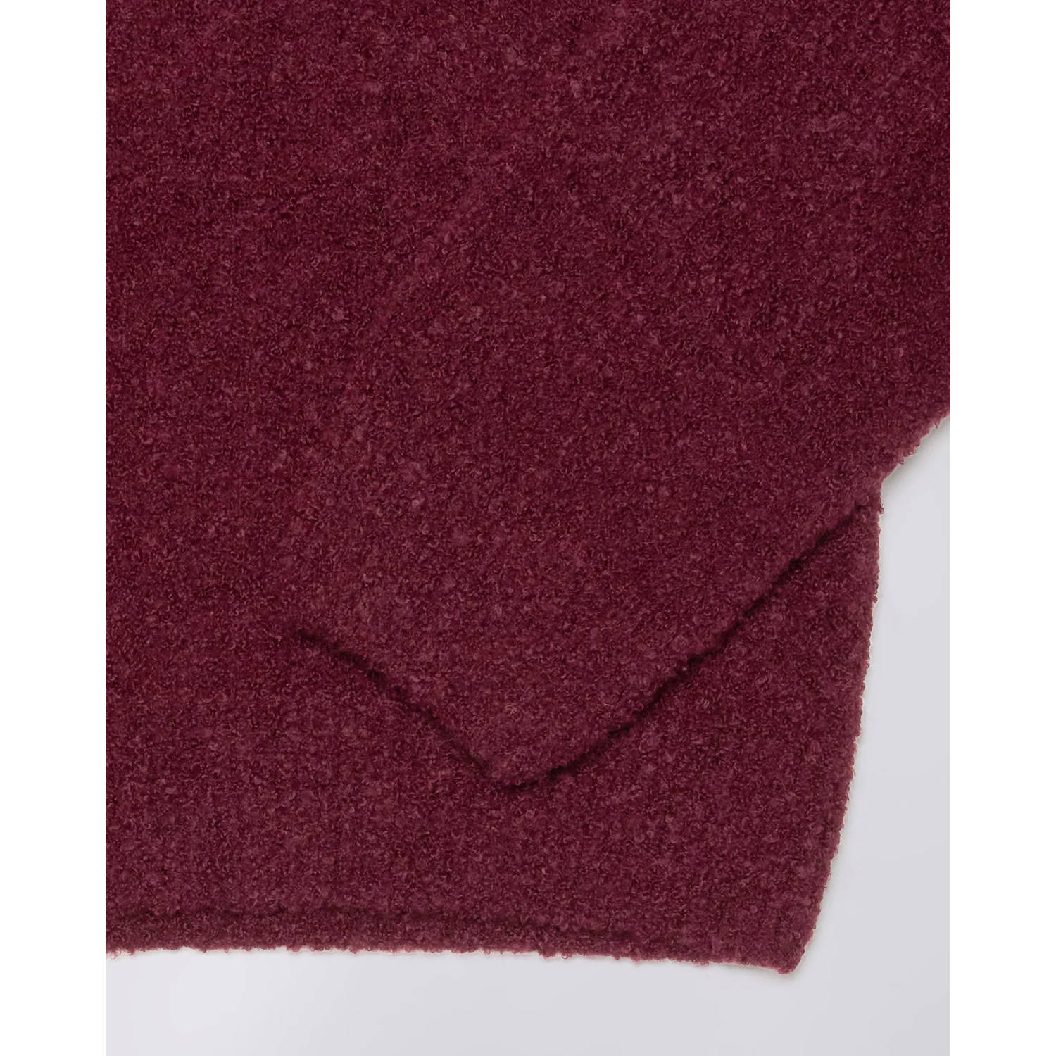 Rouge bordeaux, tricot bouclé, rabat de poche, vêtement