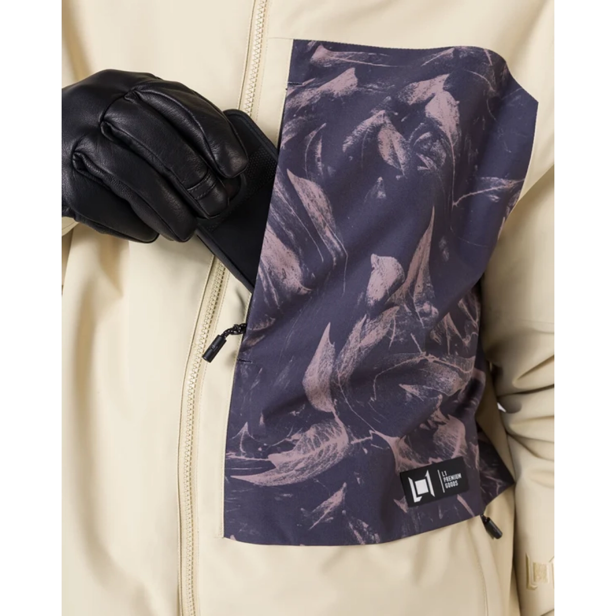 veste, gants, écharpe, fermeture éclair, motif paisley, gants, veste, doublure matelassée, motif, sac en tissu
