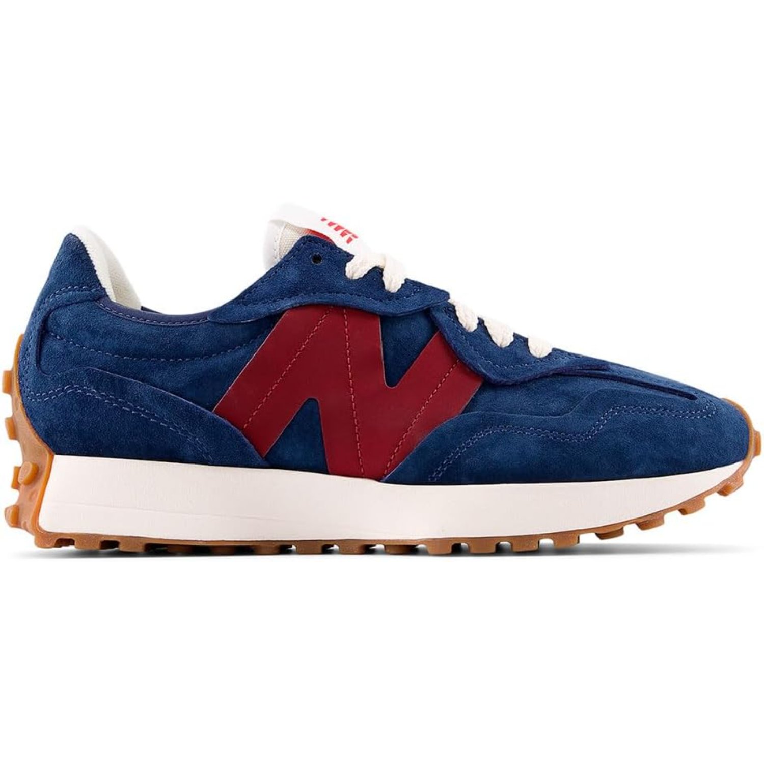 U327Wsb Baskets, chaussures de course, daim bleu, logo N rouge, semelle en caoutchouc