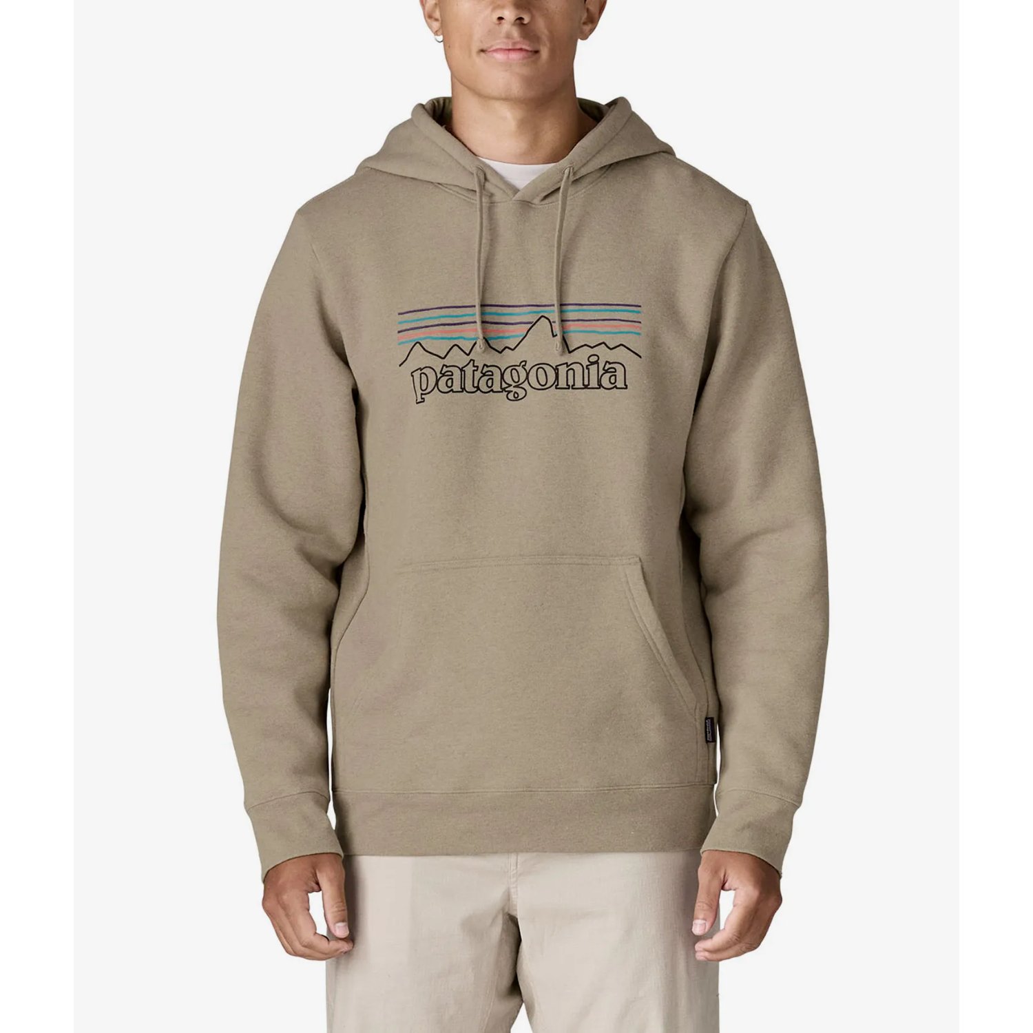 Sweat à capuche, pull, beige, capuche, motif montagne