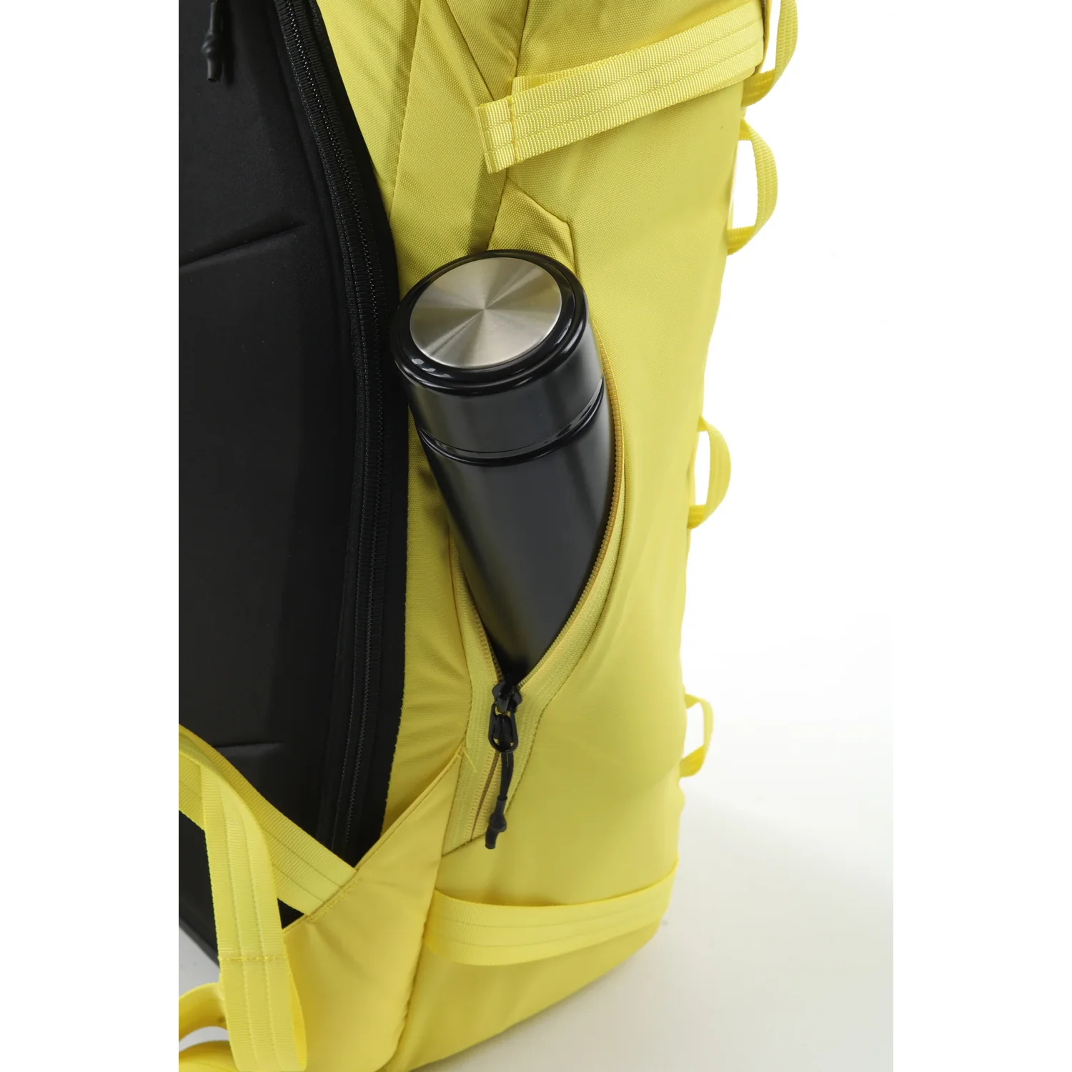 Splitpack 30 Rucksack, gelb, Seitentasche, Reißverschlussfach, Flaschenhalter