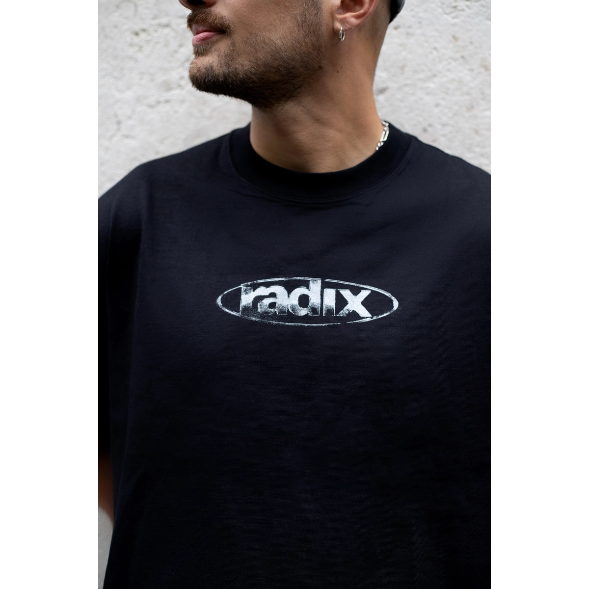 T-Shirt, Crewneck, Schwarz, Logo, RadixPrint