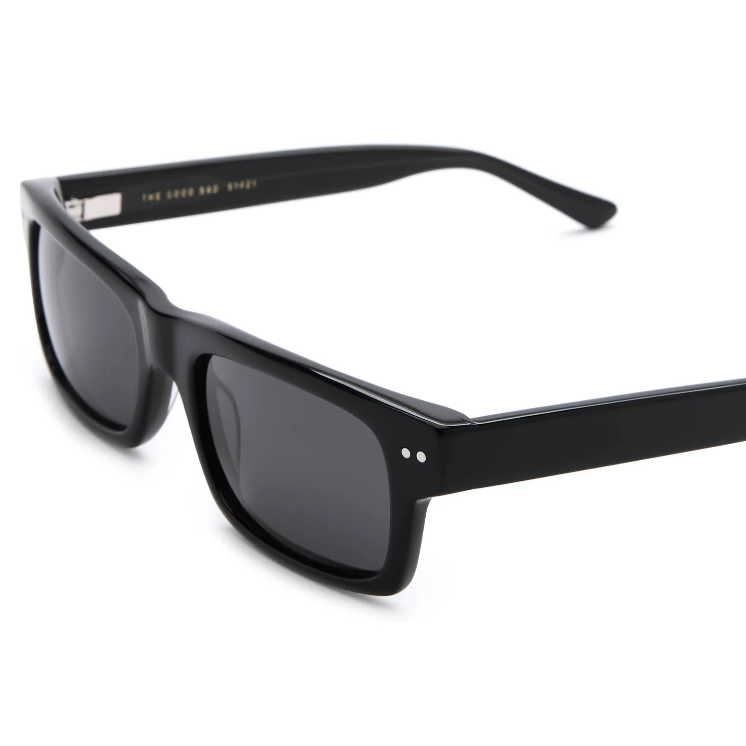 The Good Bad Polarized Sonnenbrille, schwarzer Kunststoffrahmen, graue Gläser, rechteckige Form
