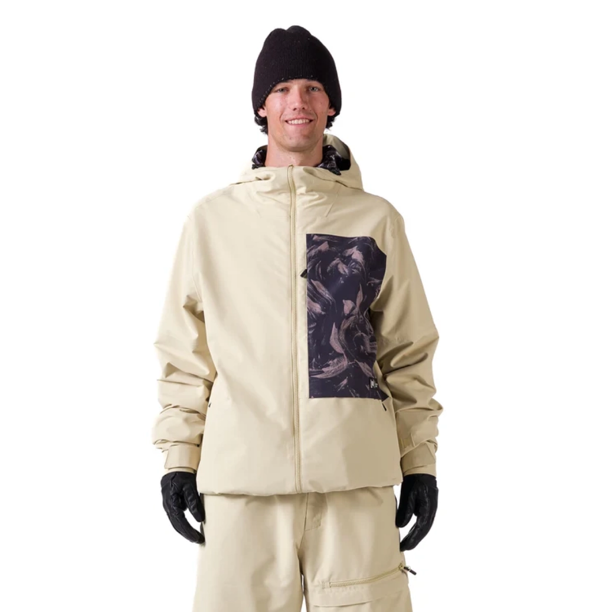 Doudoune, beige, veste, sweat à capuche ?, coupe cintrée ?, veste, veste pour homme, beige, capuche, fermeture éclair sur le devant