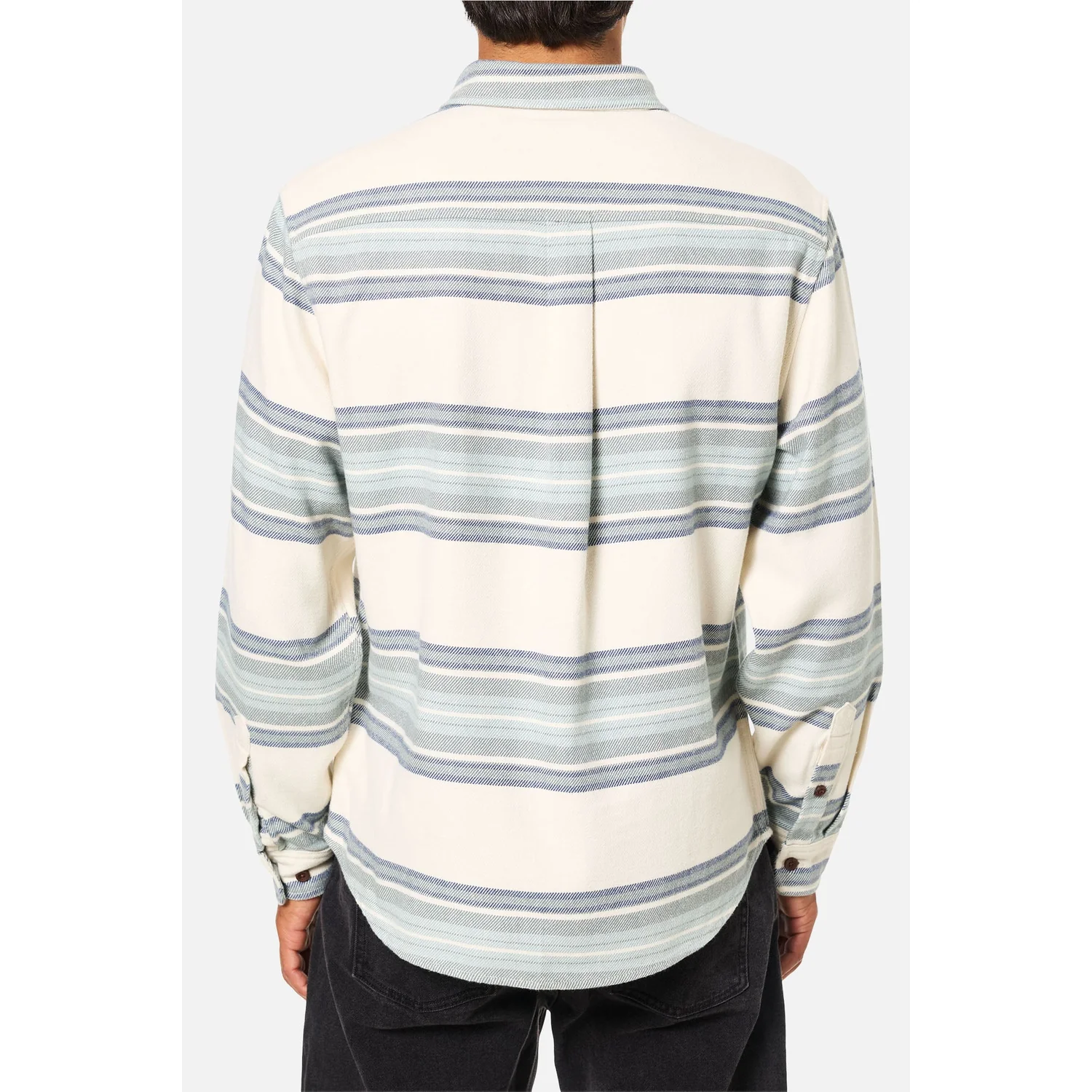 Sierra Flannel Herrenhemd, Langarm, Streifenmuster, Cremeweiß, Knopfleiste