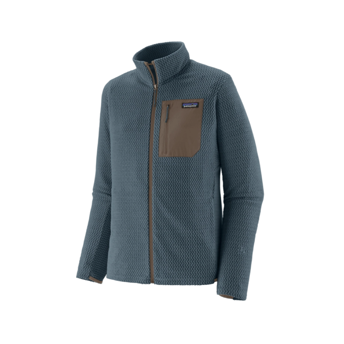  Fleecejacke, Jacke, Reißverschluss, Brusttasche, Blau-Grau