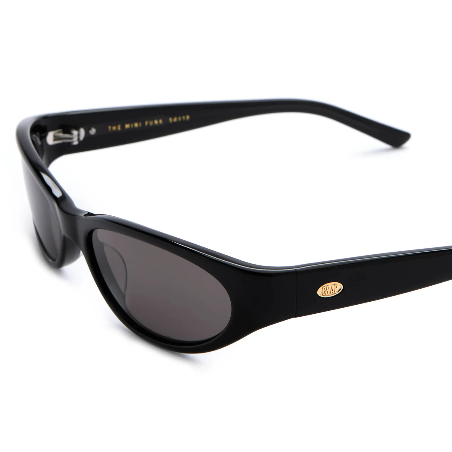 The Mini Funk Polarized Sonnenbrille, schwarzer Kunststoffrahmen, graue Gläser, rechteckige Form