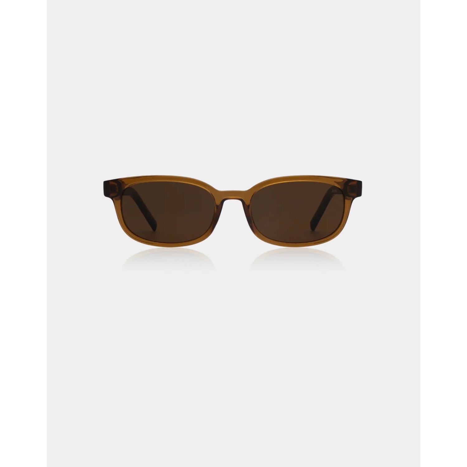 Lunettes de soleil, marron, rondes, en plastique, de taille moyenne