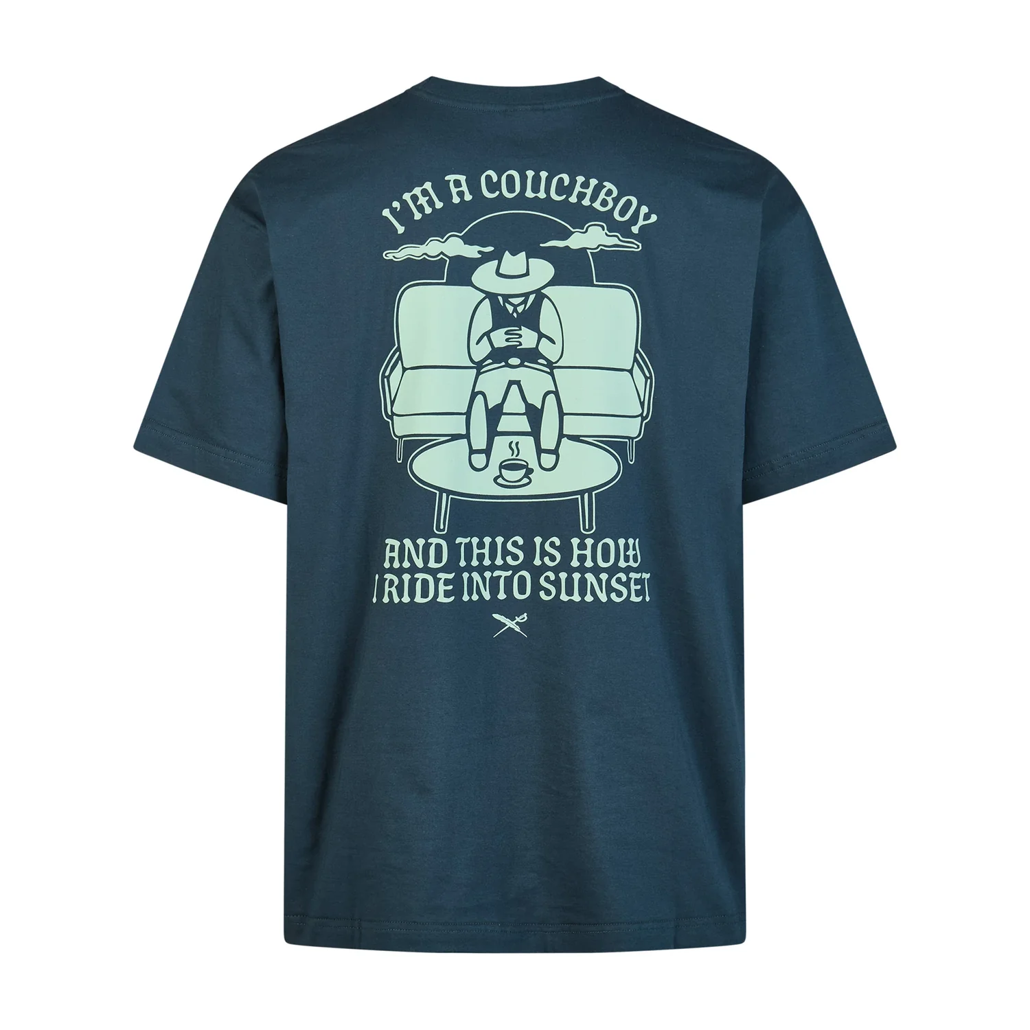 Couchboy T-Shirt T-shirt, bleu foncé, manches courtes, col rond, imprimé « cowboy »