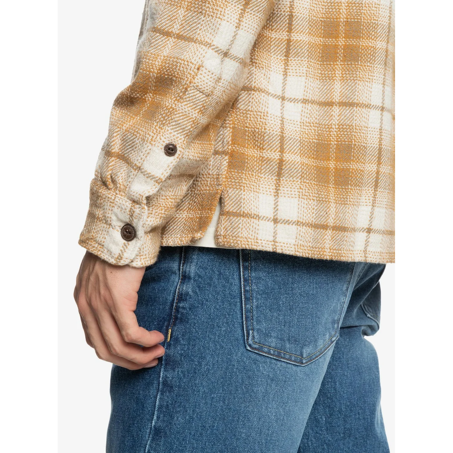 Lyneham Hemdjacke, Karomuster, Beige, Langarm, Knopfmanschetten