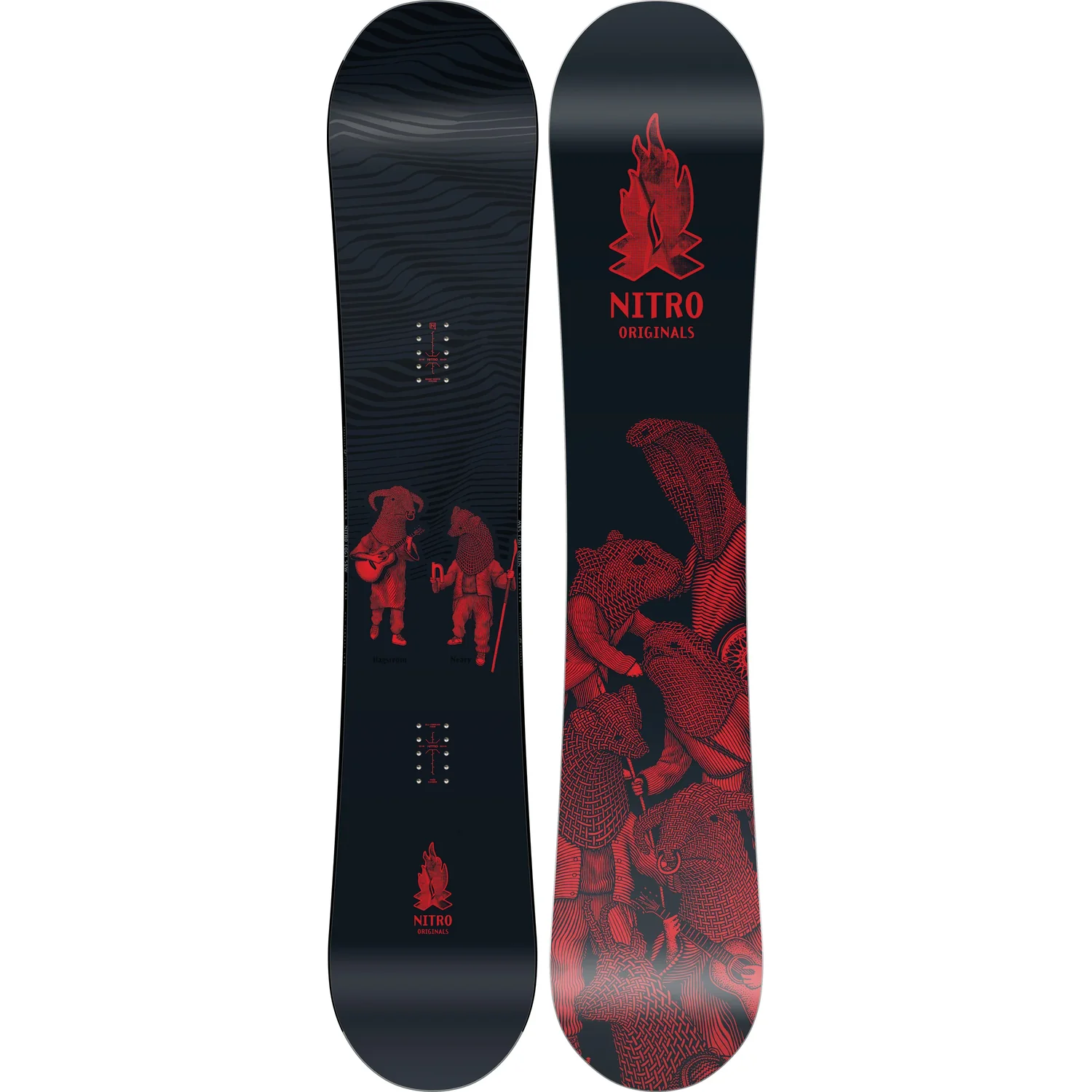 Snowboard, Schwarz, Rotes Muster, Holzkern, Freestyle