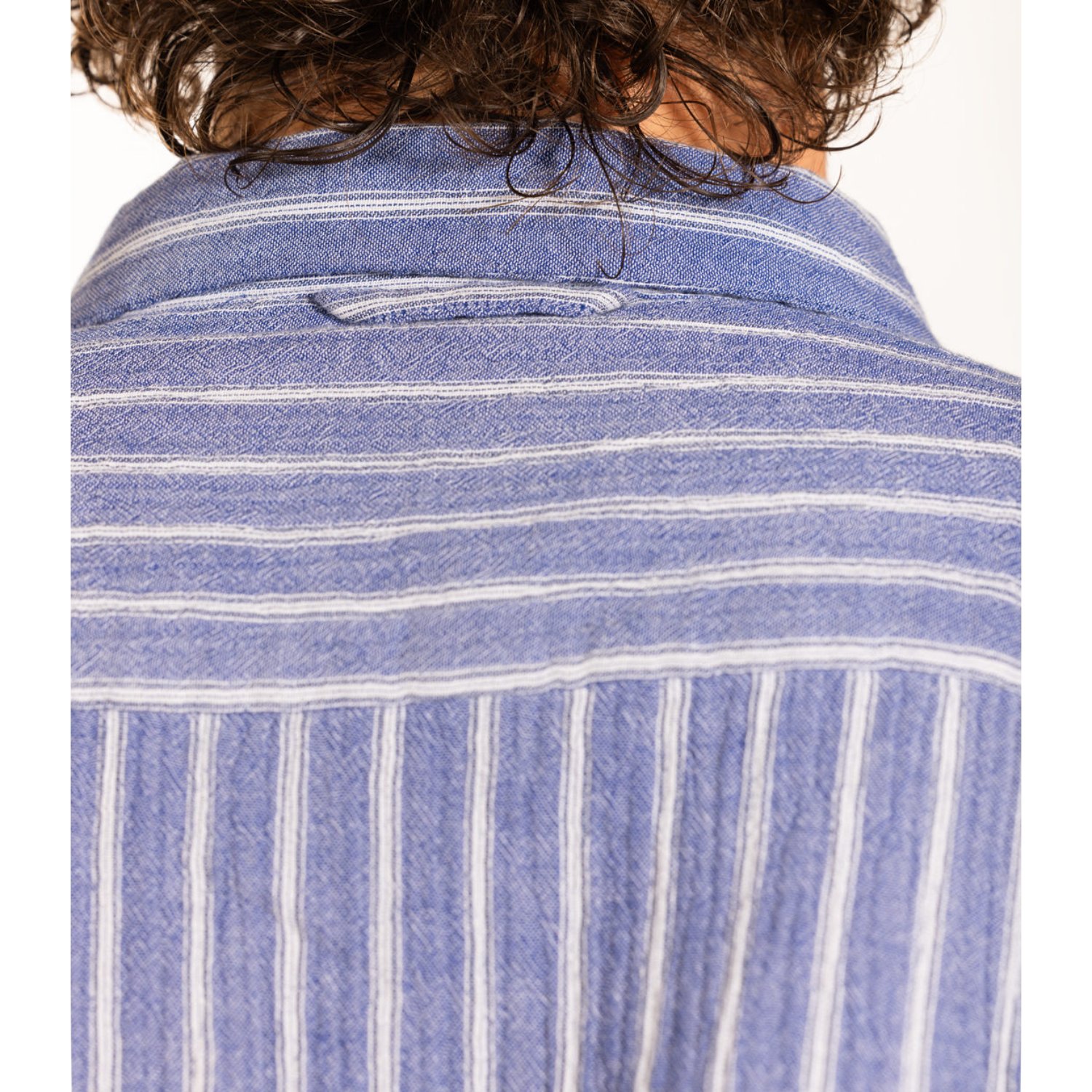 Duke Shirt Chemise, rayures, aspect lin, bleu, col