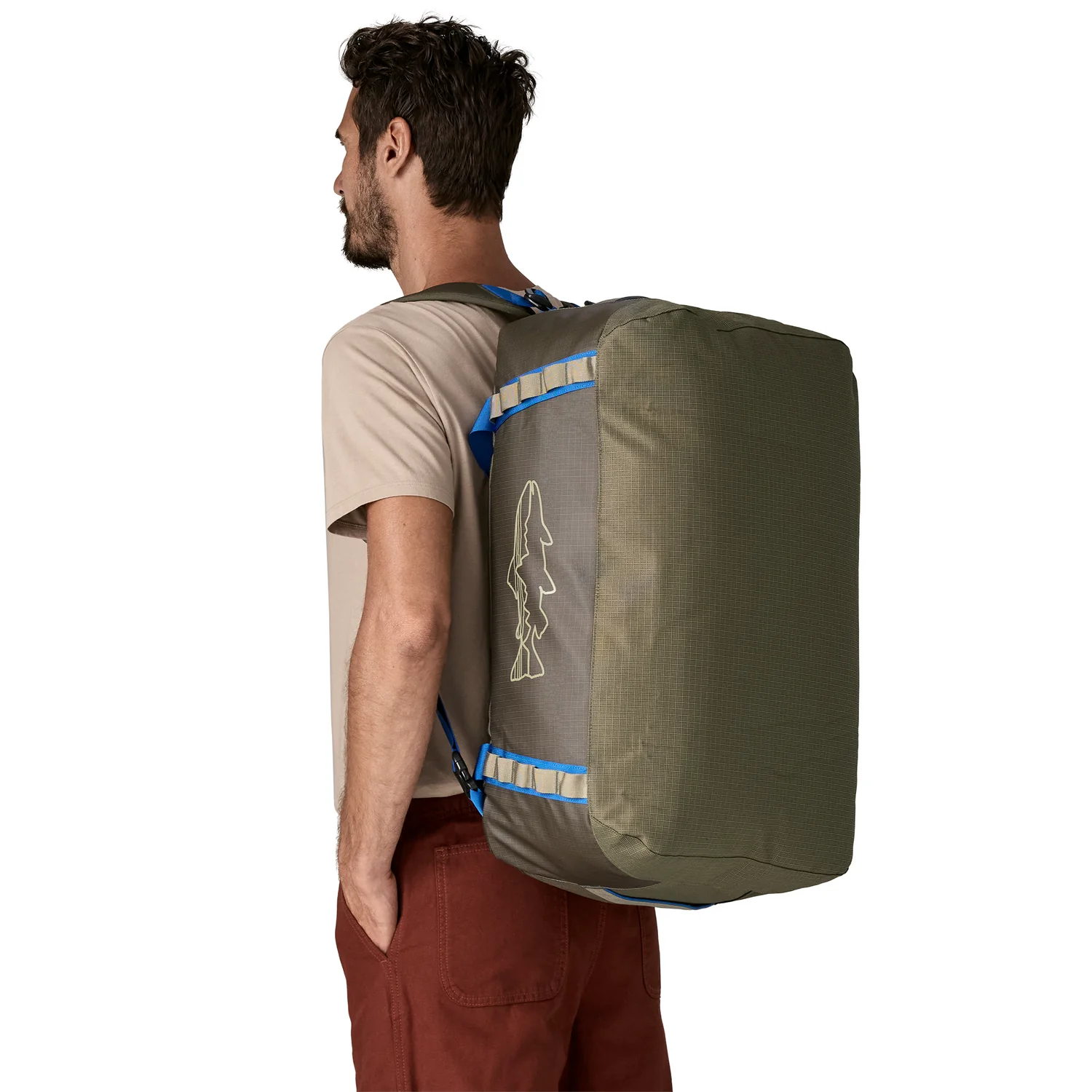 Black Hole Duffel 55L Reiserucksack, Duffelrucksack, olivgrün, rechteckige Form, Kompressionsriemen
