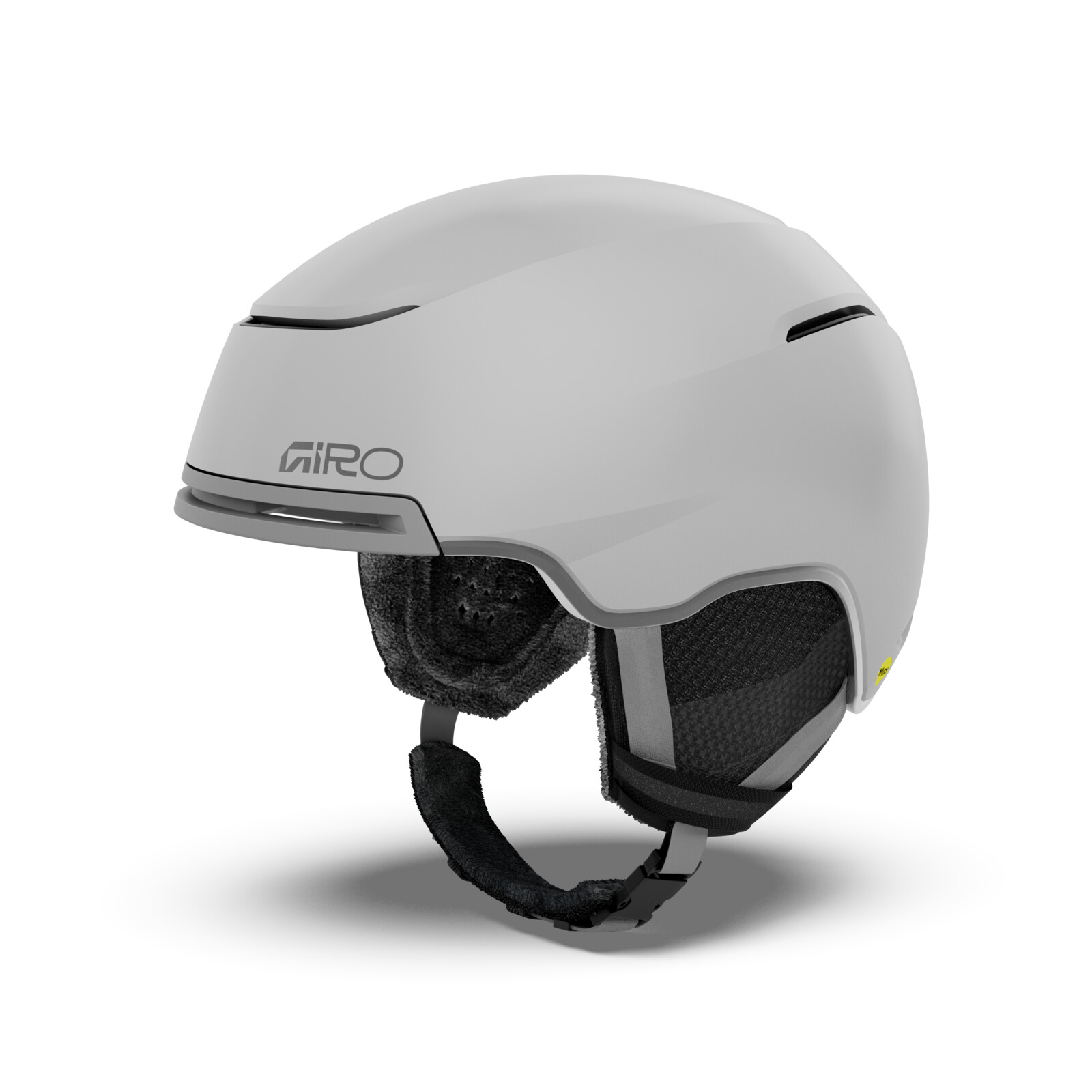 skihelm, weiße helm, verstellbarer riemen, ohrenpolster, belüftungsschlitz